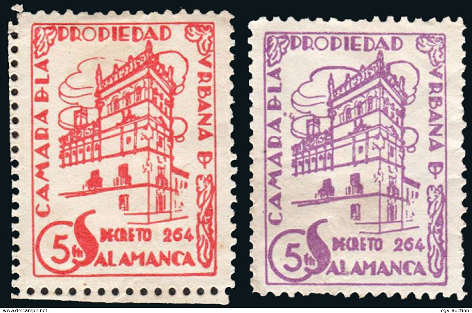 Salamanca - Viñeta - * S/Cat. - 2 Valores Rojo Y Violeta "5 Cts. Cámara Propiedad Urbana" - Unused Stamps