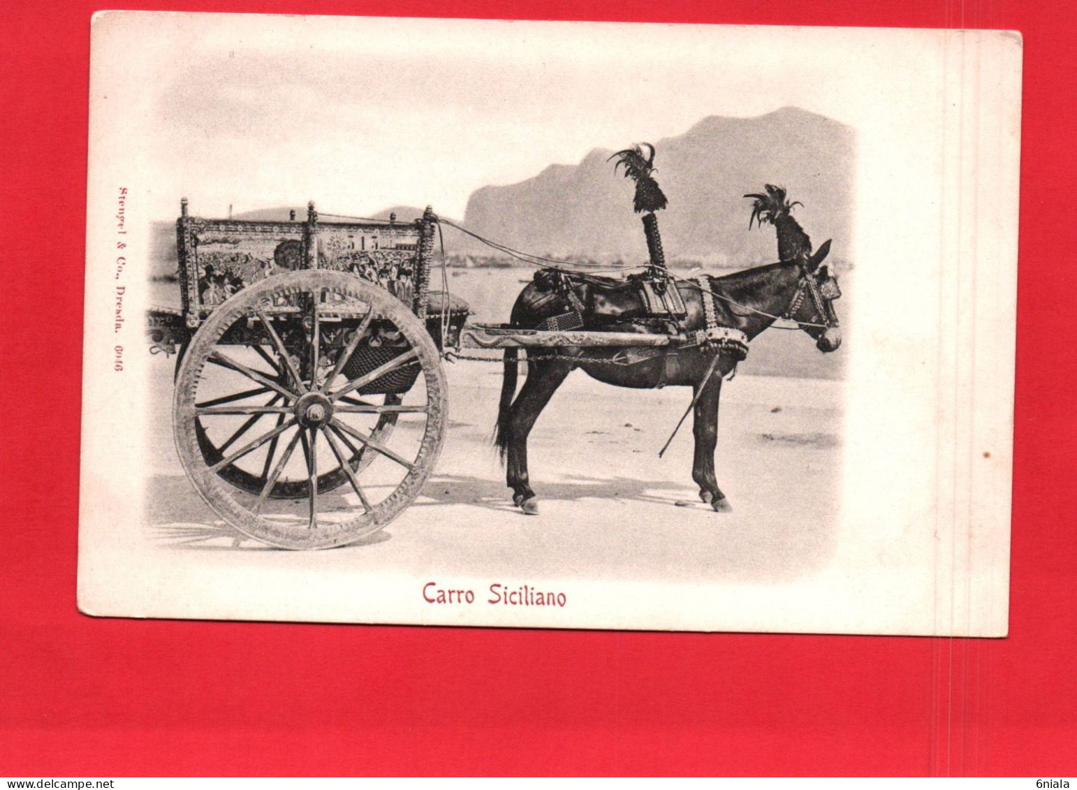 18675  CARRO Siciliano  ( Char Charrette  Bonnet Cheval Courses) - Pferde