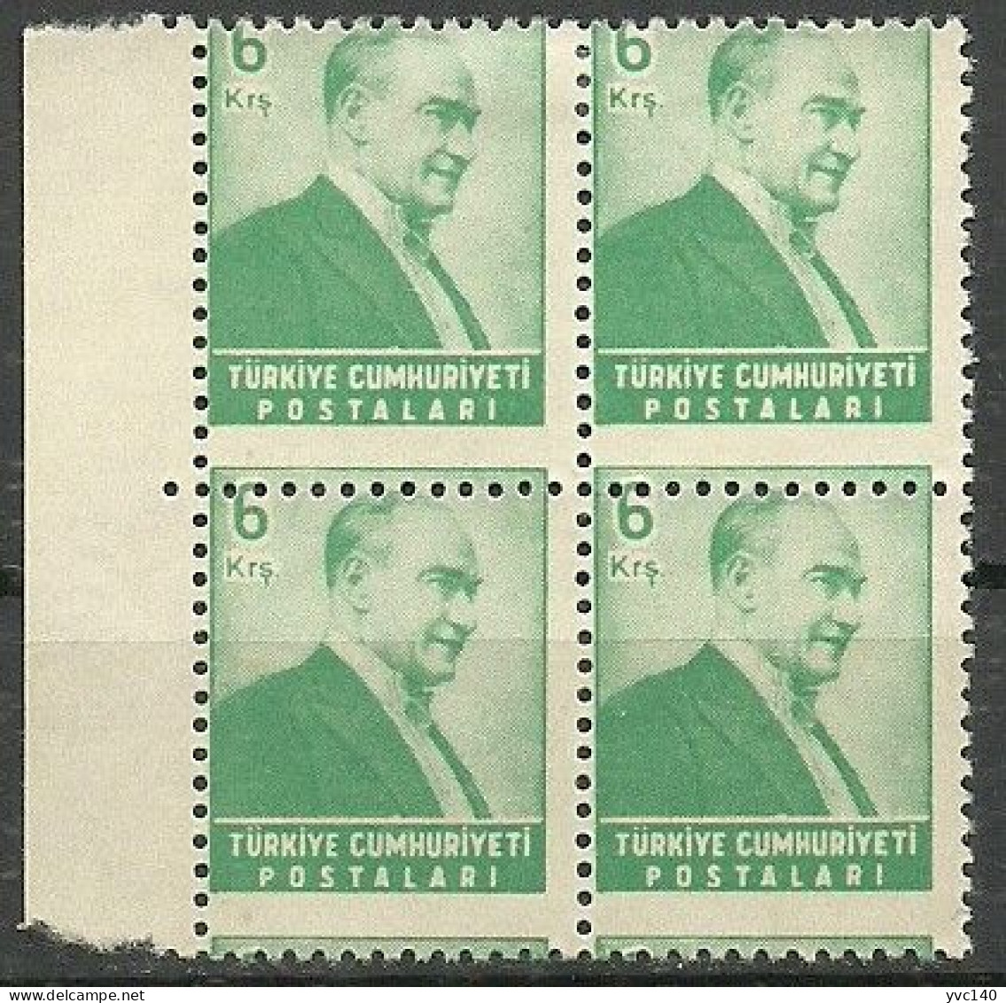 Turkey; 1955 Regular Stamp 6 K. ERROR "Shifted Perf." - Ungebraucht