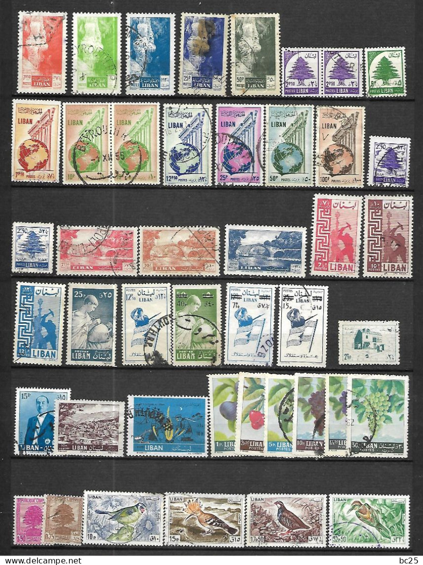 LIBAN- 62 TRES BEAUX TIMBRES OBLITERES -SERIES COMPLETES -PAS EMINCES - DEPUIS 1988- 2 SCANS - Liban