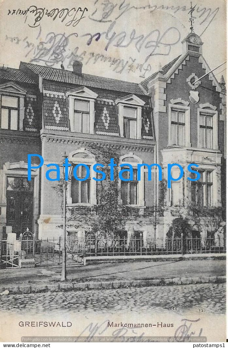 228074 GERMANY GREIFSWALD MARKOMANN HOUSE CIRCULATED TO HANNOVER POSTAL POSTCARD - Sonstige & Ohne Zuordnung