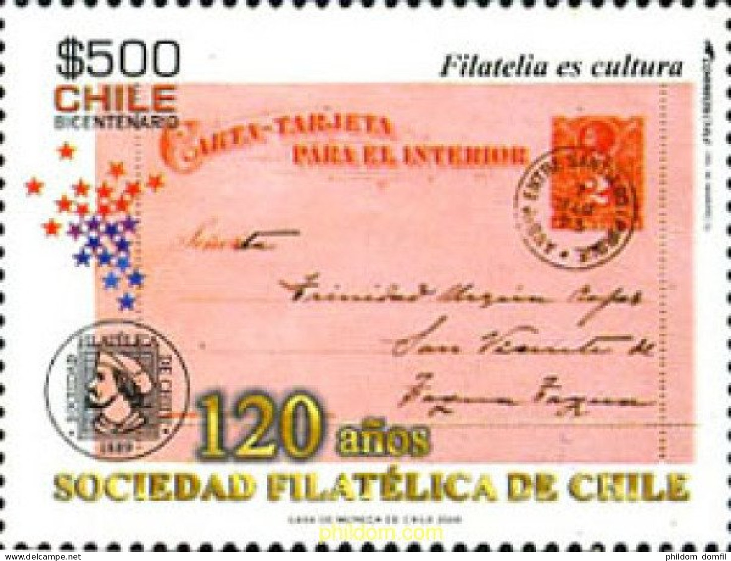 245688 MNH CHILE 2009 120 ANIVERSARIO DE LA SOCIEDAD FILATELICA CHILENA - Cile