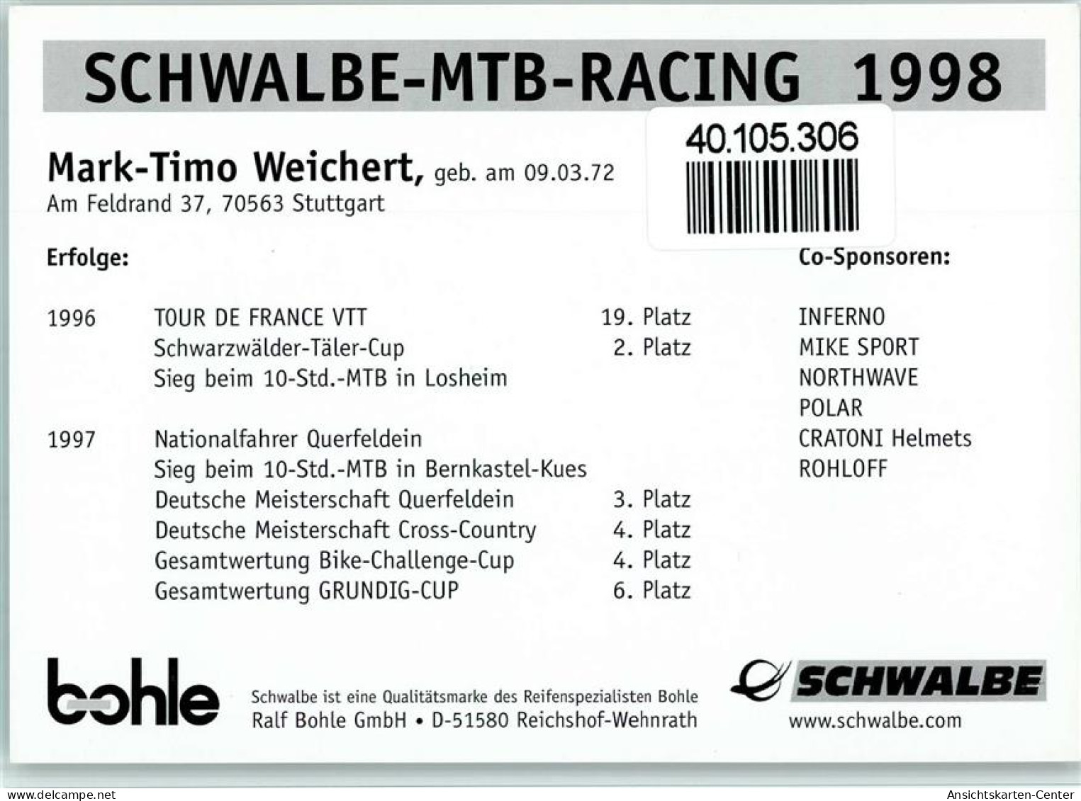 40105306 - Radrennen Weichert MarkSchwalbe-MTB-Racing - Cyclisme