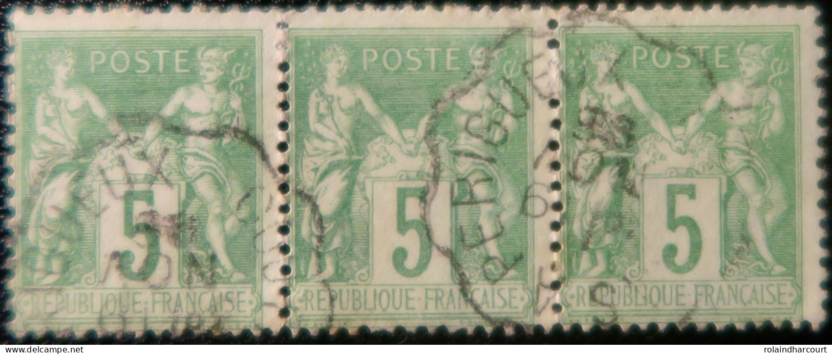 R1311/3072 - FRANCE - SAGE TYPE II (BANDE DE 3t) N°106 Avec Cachets CONVOYEUR "  X à PERIGUEUX " Du 19 NOVEMBRE 1899 - 1876-1898 Sage (Tipo II)