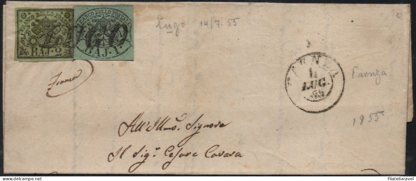 ASI -1857 - STATO PONTIFICIO - Lettera Completa Di Testo Partita Da Fulignano Il 4 Luglio 1855 E Diretta A Bologna - Etats Pontificaux