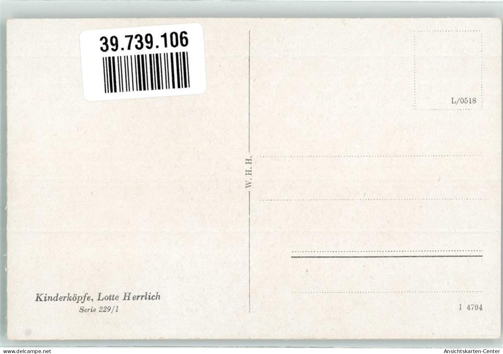 39739106 - Kinderkoepfe Serie 229/1 Verlag W.H.H. - Herrlich, Lotte