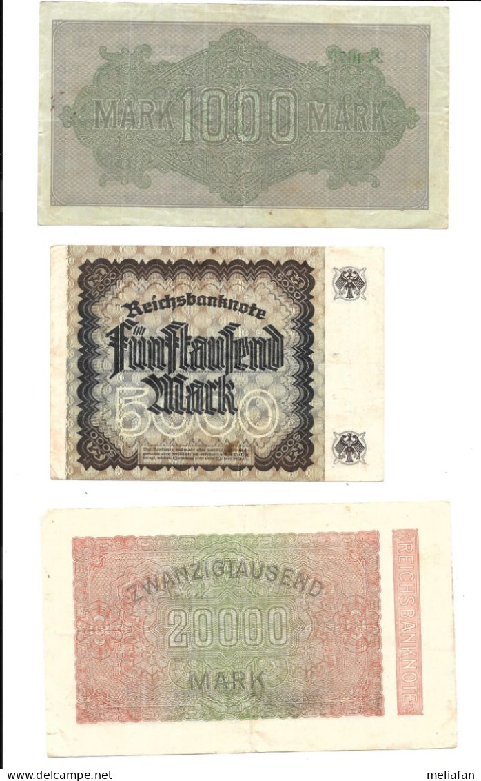 EL12 - LOT 3 BILLETS REICHSBANKNOTE - Andere & Zonder Classificatie