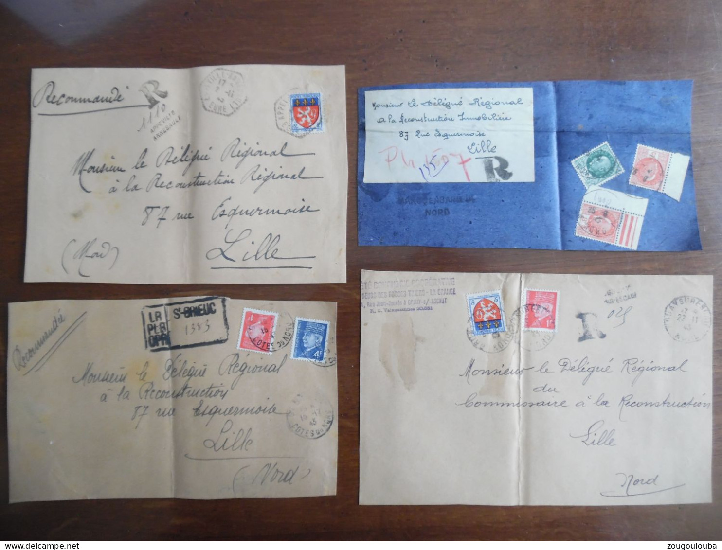 Gros Lot Collection De 140 Devant De Lettre Recommandée Provisoire, Cachet De Ville ... Année 40 - 1921-1960: Modern Period