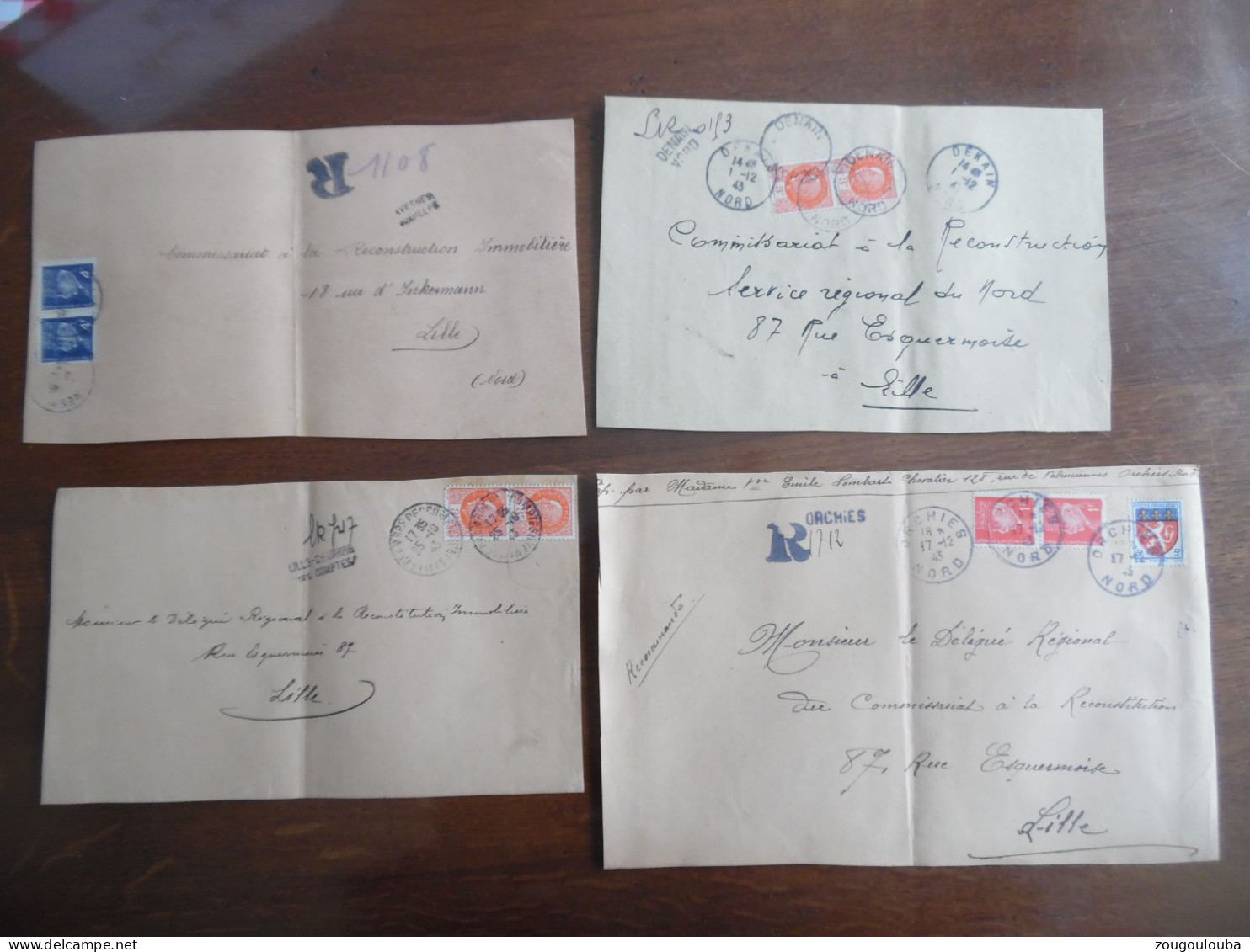 Gros Lot Collection De 140 Devant De Lettre Recommandée Provisoire, Cachet De Ville ... Année 40 - 1921-1960: Modern Period