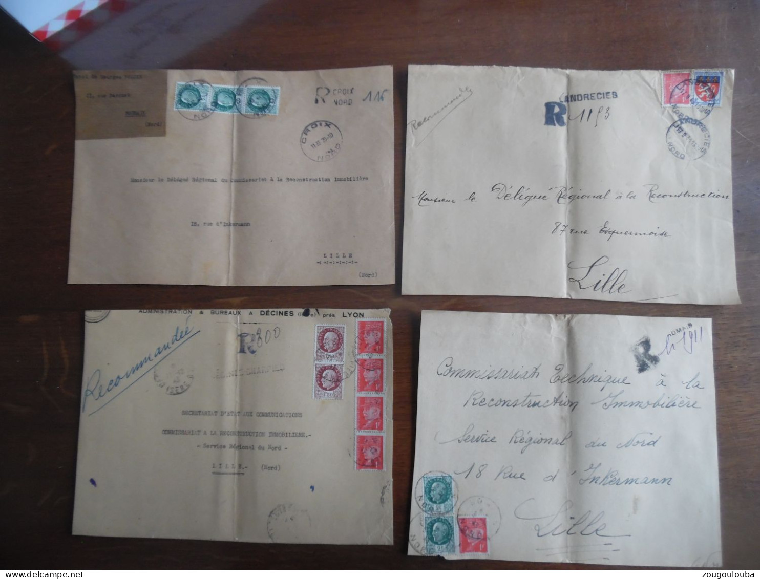 gros lot collection de 140 devant de lettre recommandée provisoire, cachet de ville ... année 40