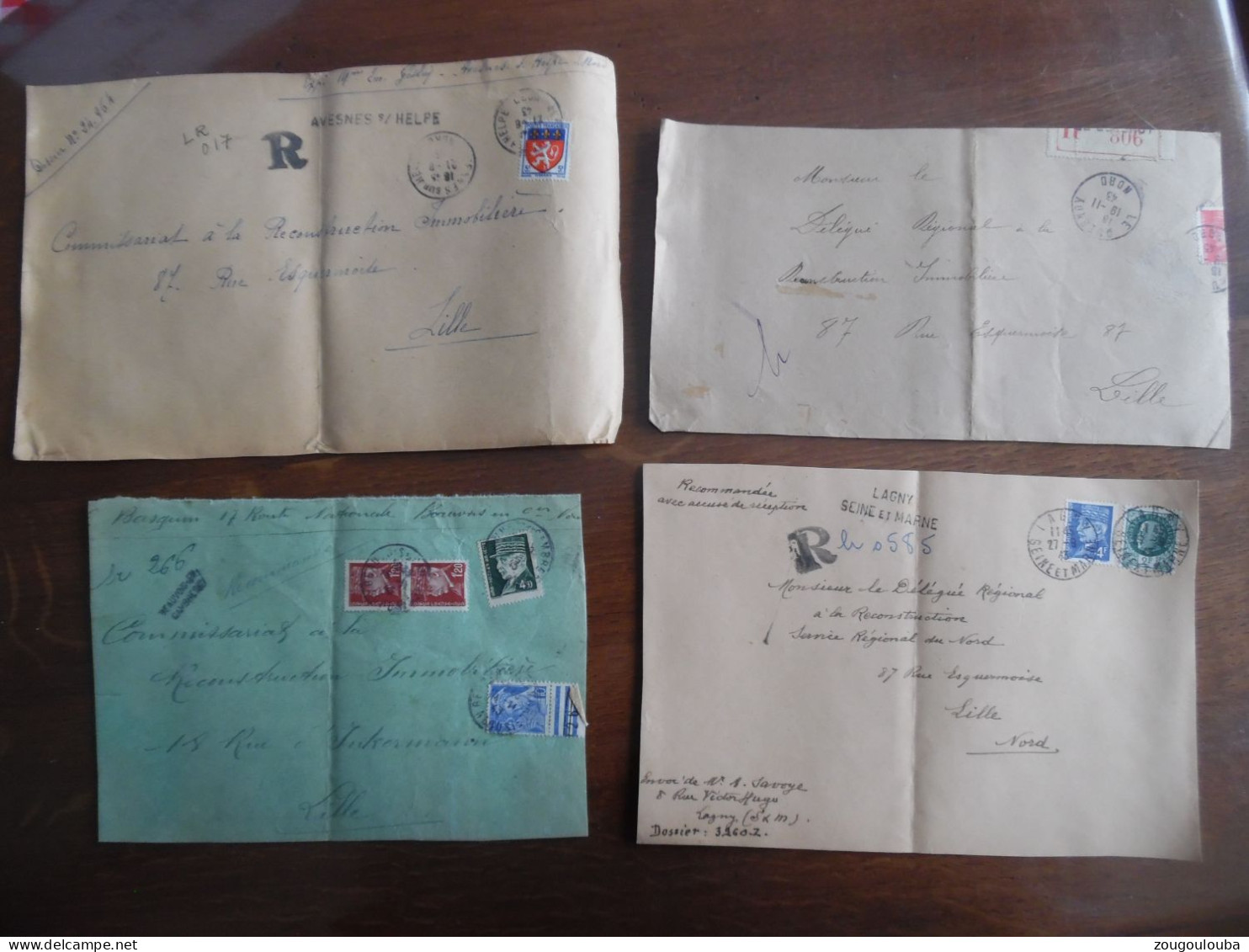 gros lot collection de 140 devant de lettre recommandée provisoire, cachet de ville ... année 40