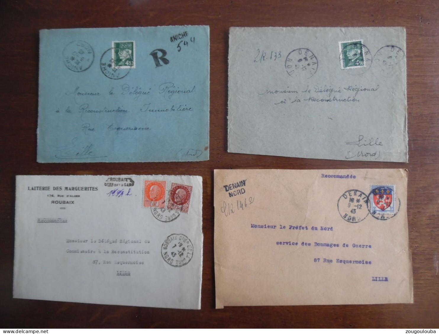 gros lot collection de 140 devant de lettre recommandée provisoire, cachet de ville ... année 40