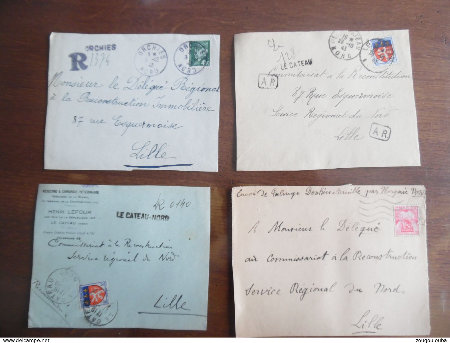 gros lot collection de 140 devant de lettre recommandée provisoire, cachet de ville ... année 40