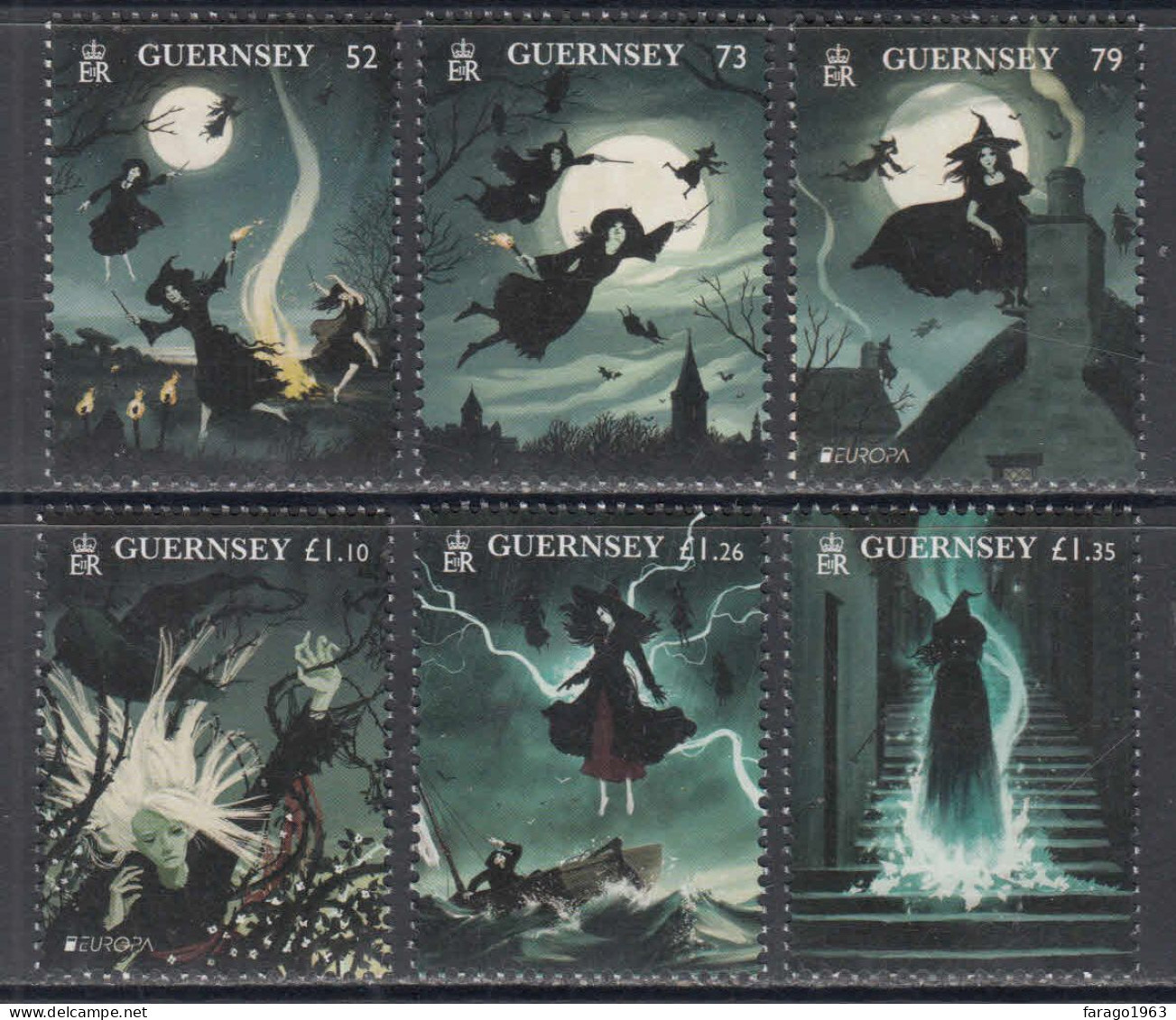 2022 Guernsey Myths & Legends Stories Europa Witches  Complete Set Of 6 MNH @ BELOW FACE VALUE - Guernesey