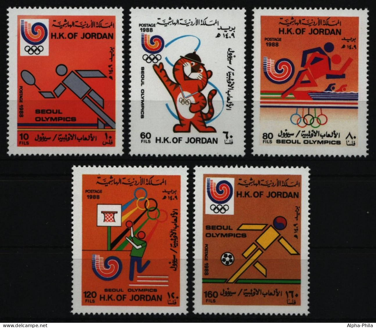 Jordanien 1988 - Mi-Nr. 1406-1410 ** - MNH - Olympia Seoul - Jordanie