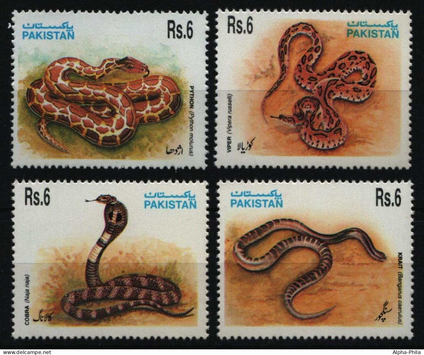 Pakistan 1995 - Mi-Nr. 925-928 ** - MNH - Schlangen / Snakes - Pakistan