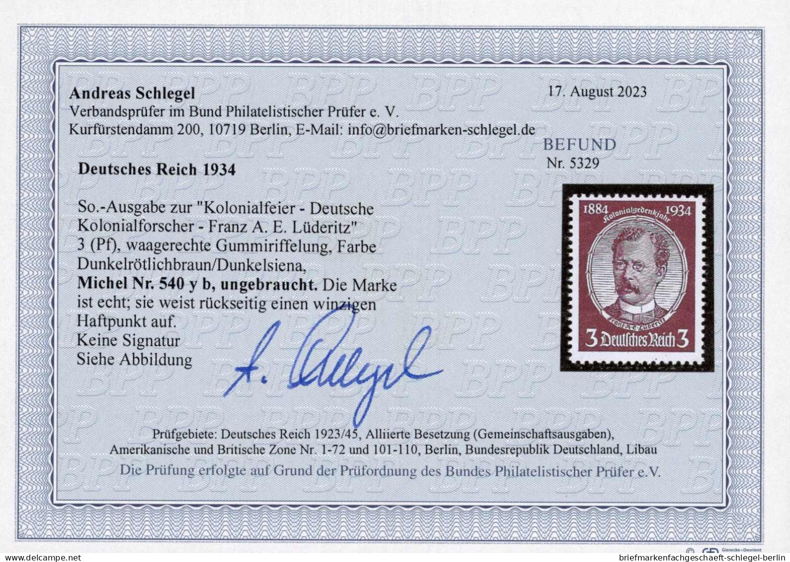 Deutsches Reich, 1934, 540 Y B, Ungebraucht - Other & Unclassified