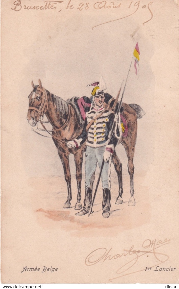 MILITAIRE(ILLUSTRATEUR) ARMEE BELGE(CHEVAL) - Patrióticos