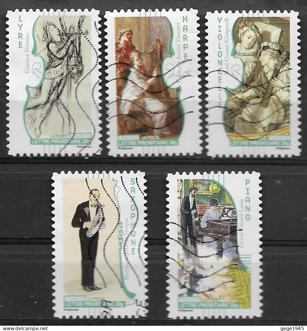 France 2010  Oblitéré  Autoadhésif  N° 390 - 391 - 392 - 395 - 398   "  Art La Musique  "  - - Used Stamps