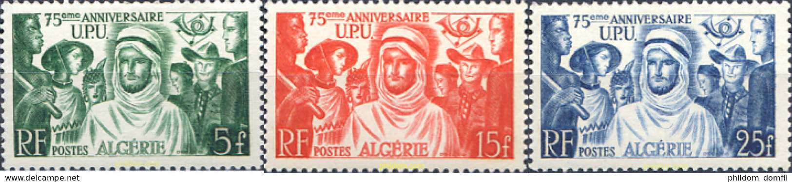 343182 HINGED ARGELIA 1949 75 ANIVERSARIO DE LA UNION POSTAL UNIVERSAL - Algérie (1962-...)