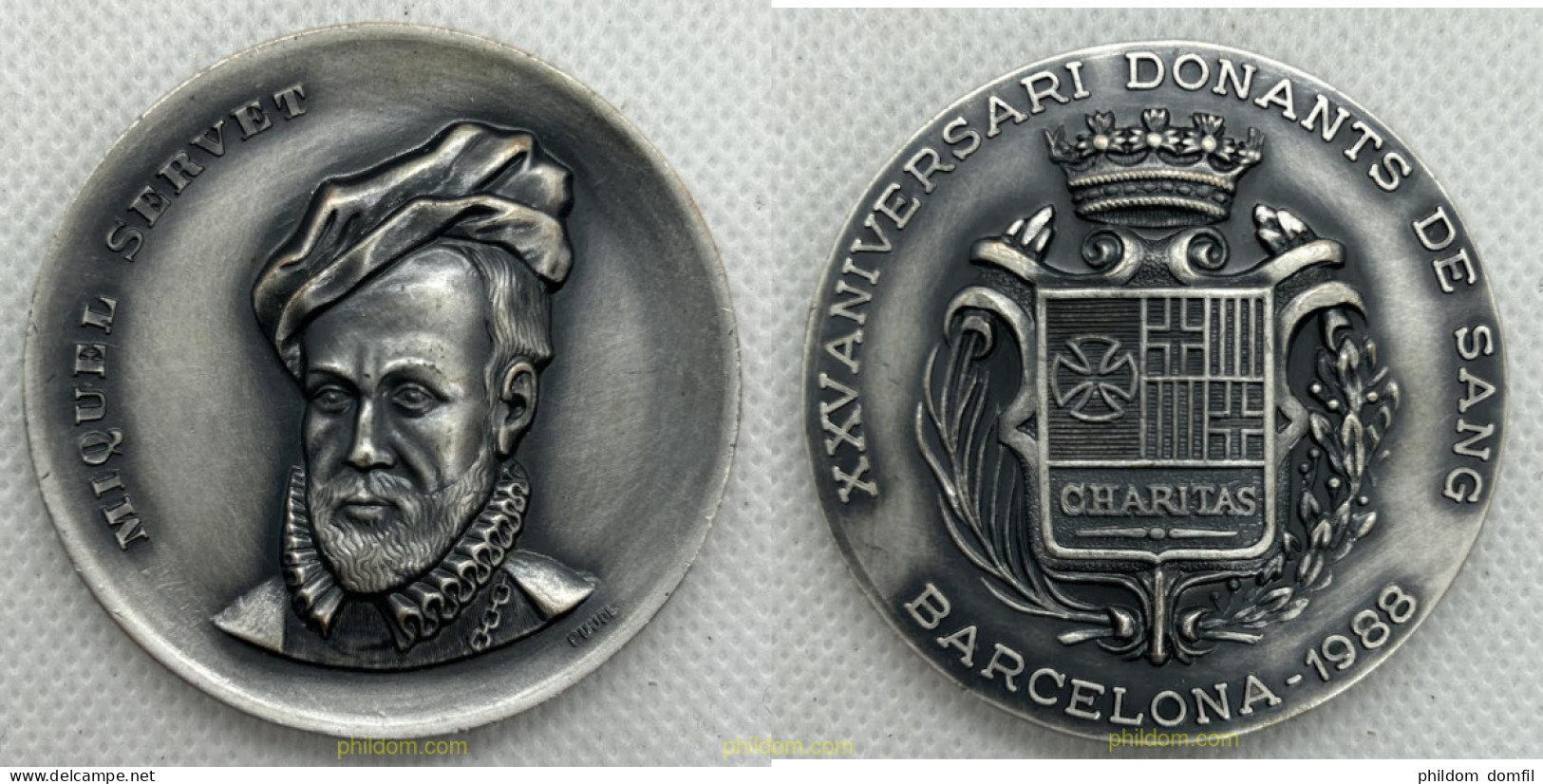 MEDALLA XXV ANIVERSARIO DONANTES DE SANGRE - BARCELONA 1988 - MIQUEL SERVET - Unclassified