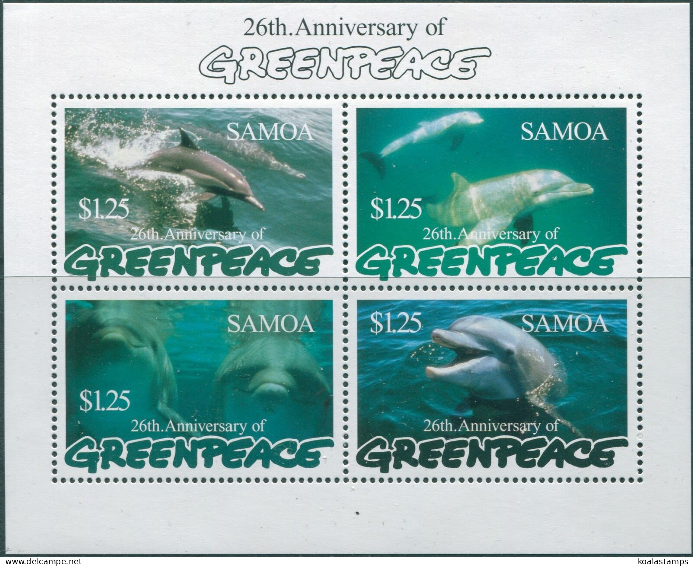 Samoa 1997 SG1018 Greenpeace Dolphins MS MNH - Samoa