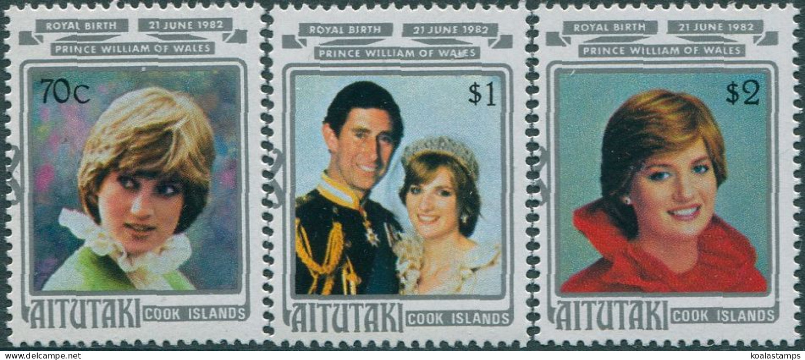 Aitutaki 1982 SG421-423 Prince William Birth Set MNH - Cookeilanden