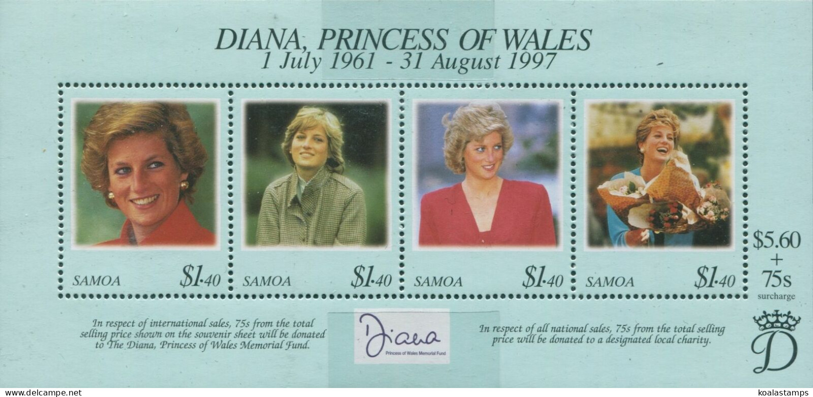 Samoa 1998 SG1028 Diana Princess Of Wales MS MNH - Samoa (Staat)