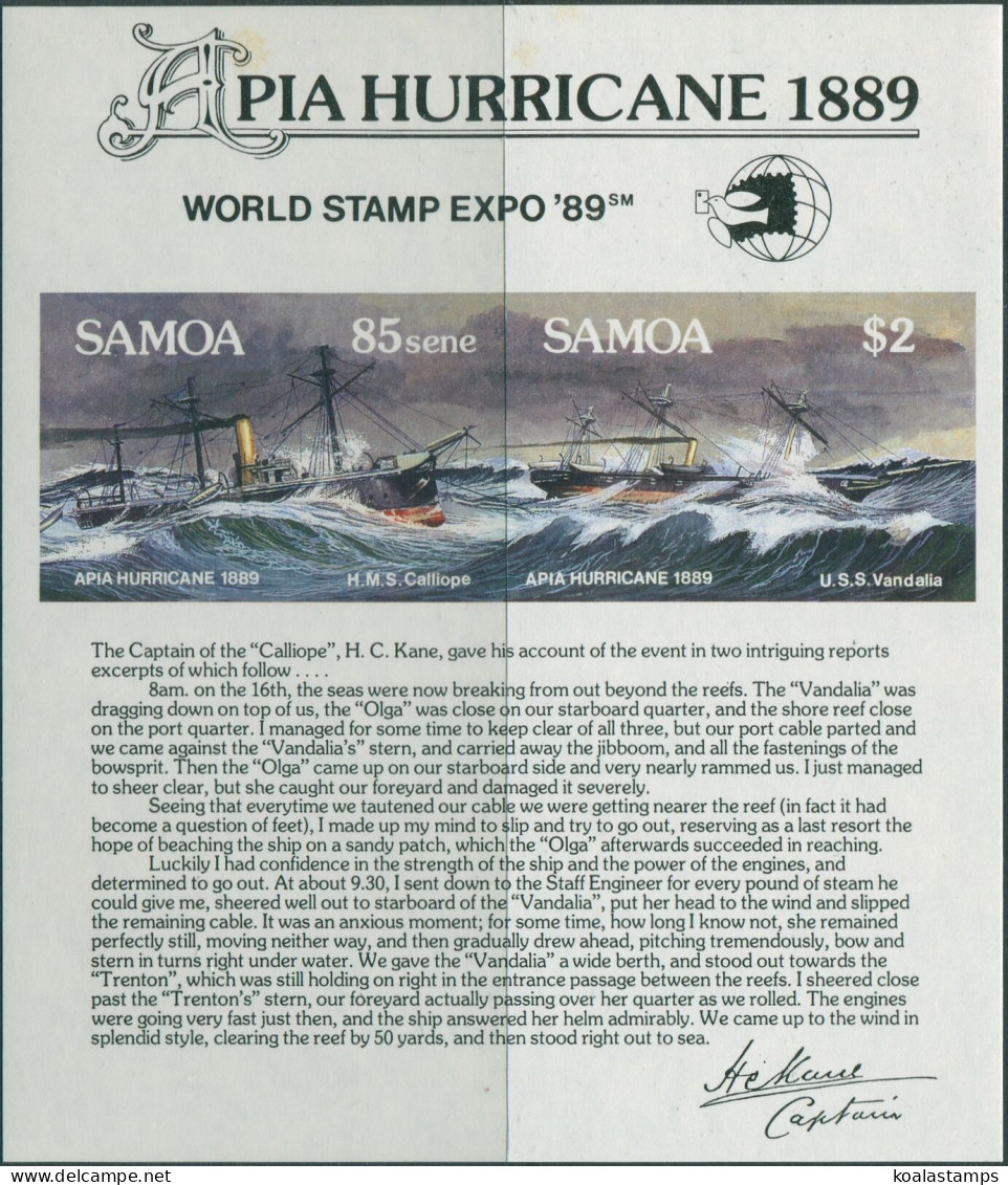 Samoa 1989 SG839 Hurricane MS MNH - Samoa