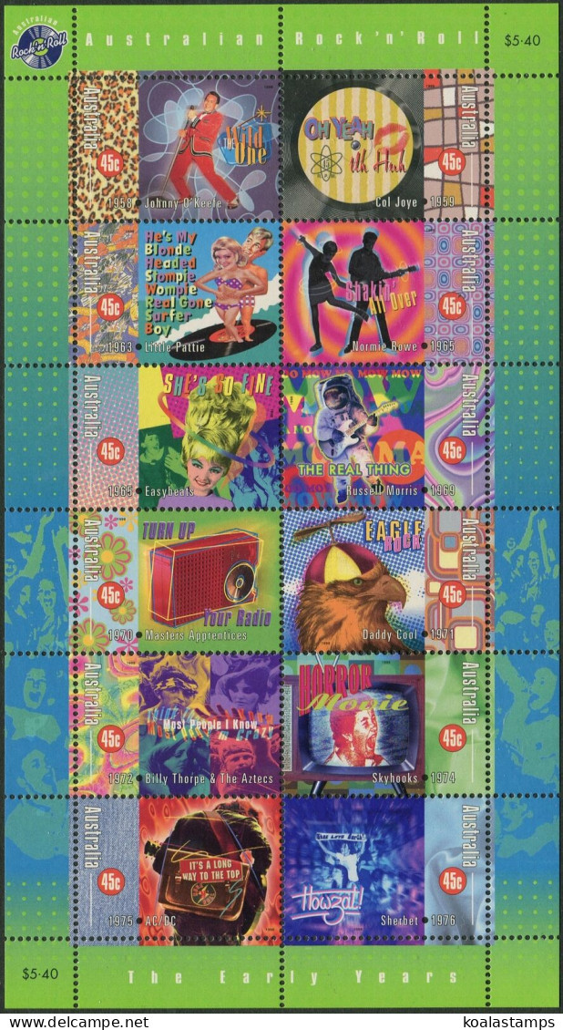 Australia 1998 SG1770-1781 Rock And Roll Sheetlet Of 12 MNH - Autres & Non Classés