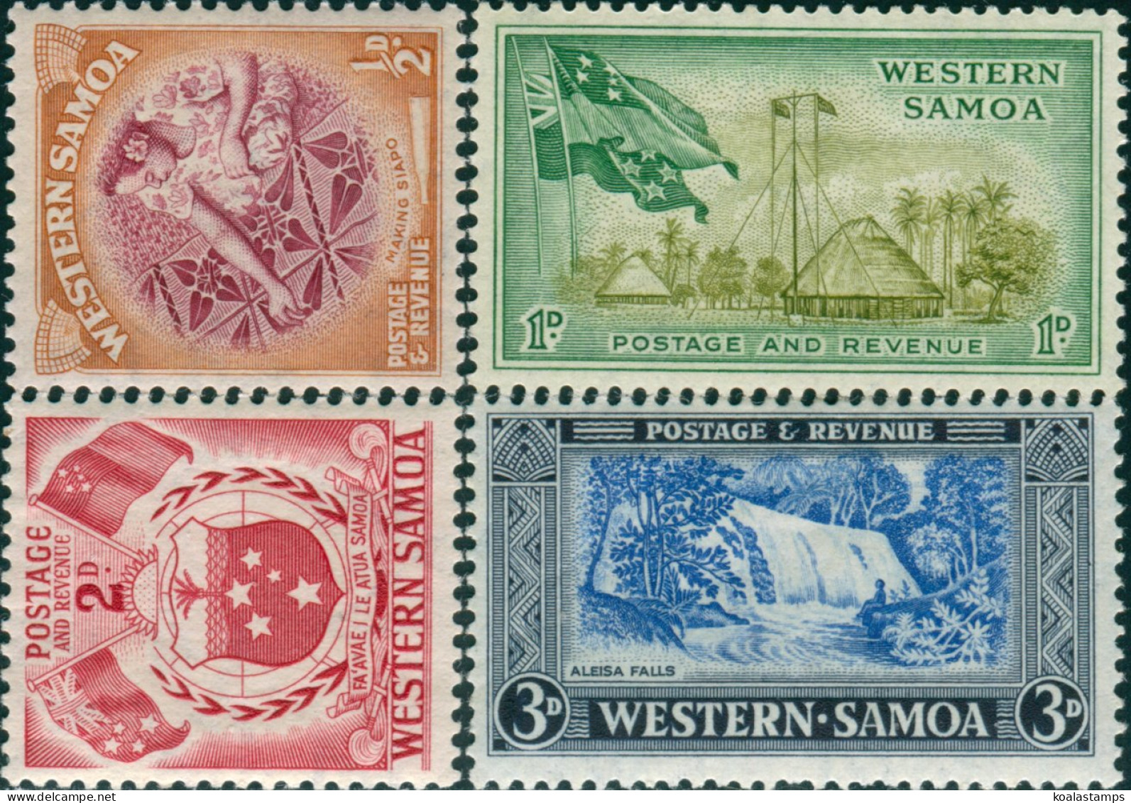 Samoa 1952 SG219-222 Girl Huts Arms Falls MLH - Samoa (Staat)