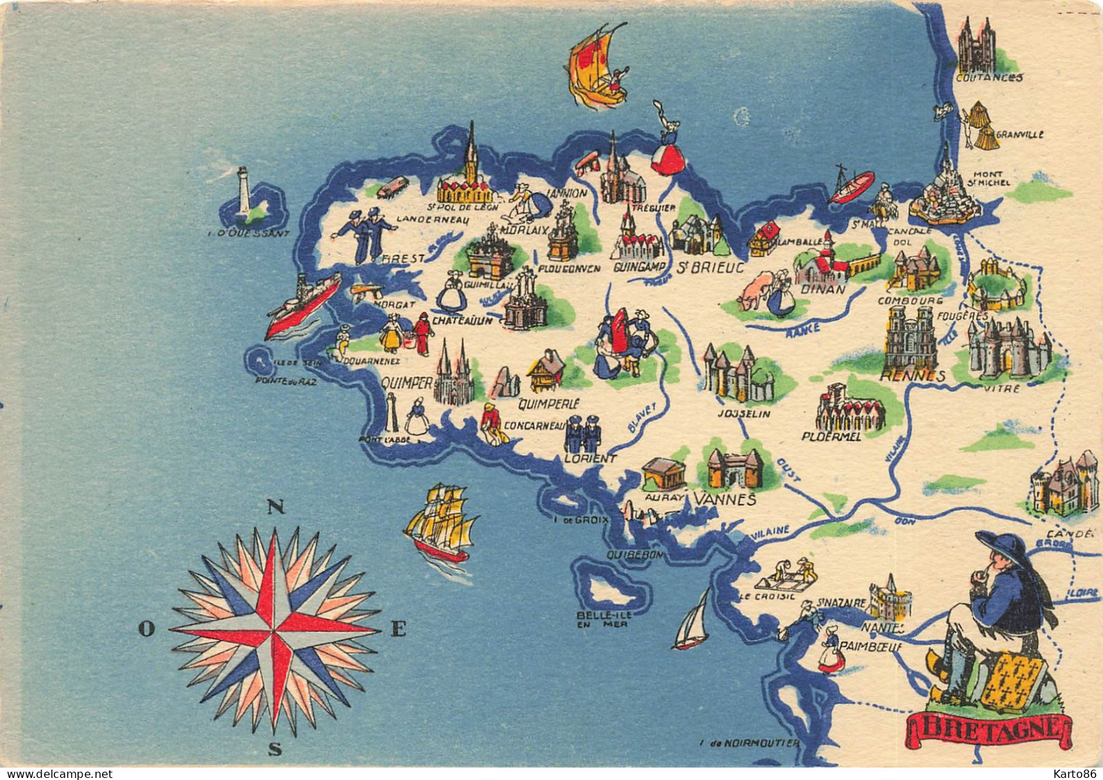 Barré Dayez N°1259 E * CPA Illustrateur * Carte Géographique , Géographie , La Bretagne - 1900-1949