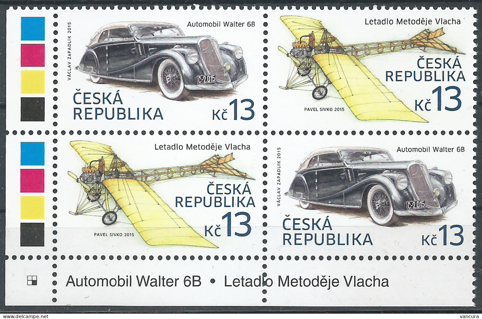 ** 838-9 Czech Republic Walter 6B Automobile And Metodej Vlach's Airplane 2015 - Nuovi