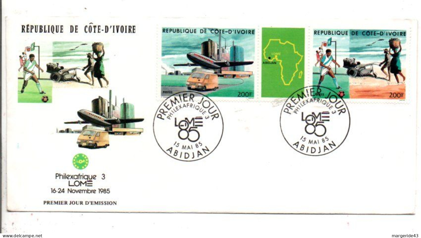 COTE D'IVOIRE FDC EXPO PHILEXAFRIQUE 3 à LOME - Briefmarkenausstellungen