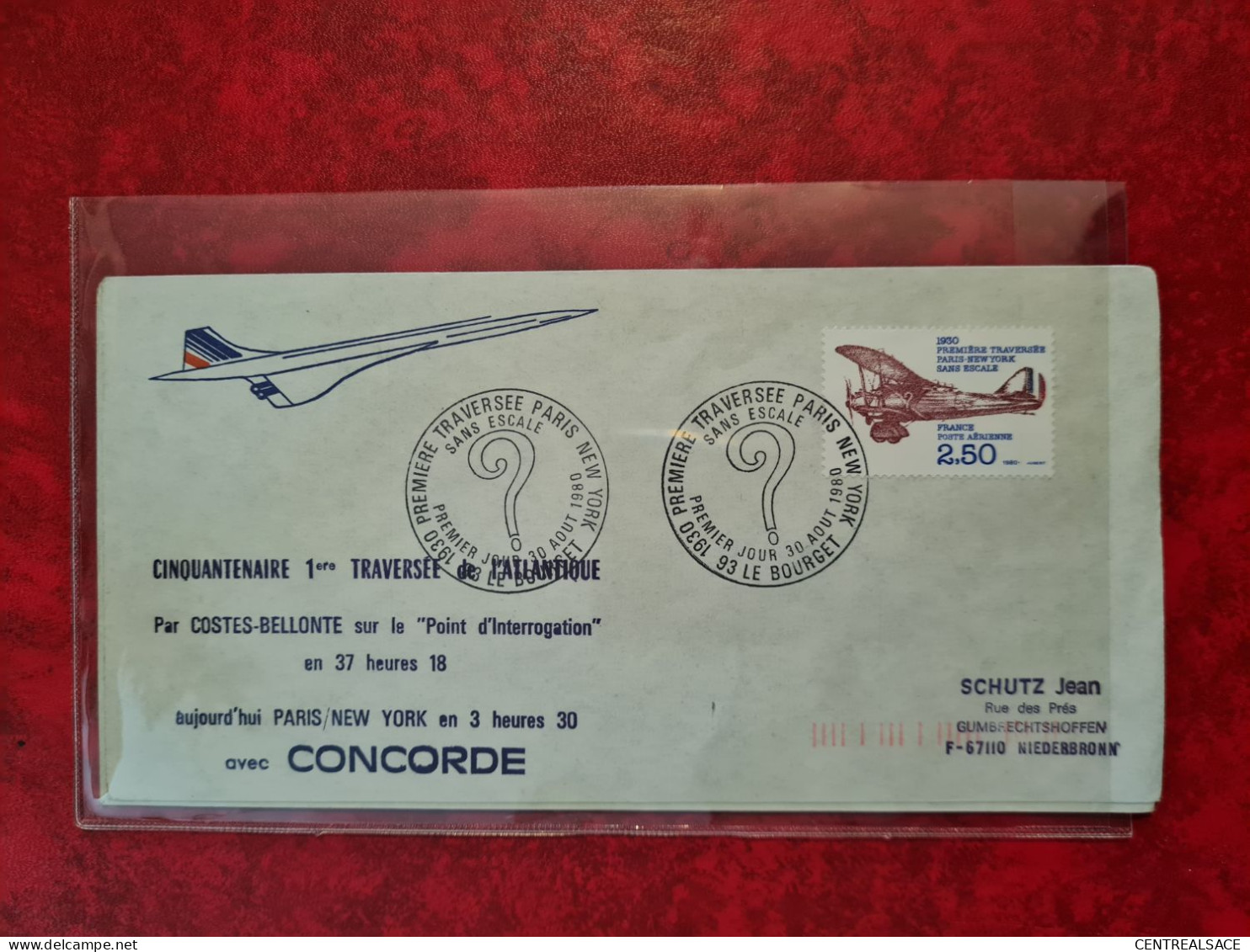 Lettre  1980 PREMIERE TRAVERSEE PARIS NEWYORK CACHET LE BOURGET IRE - Andere & Zonder Classificatie