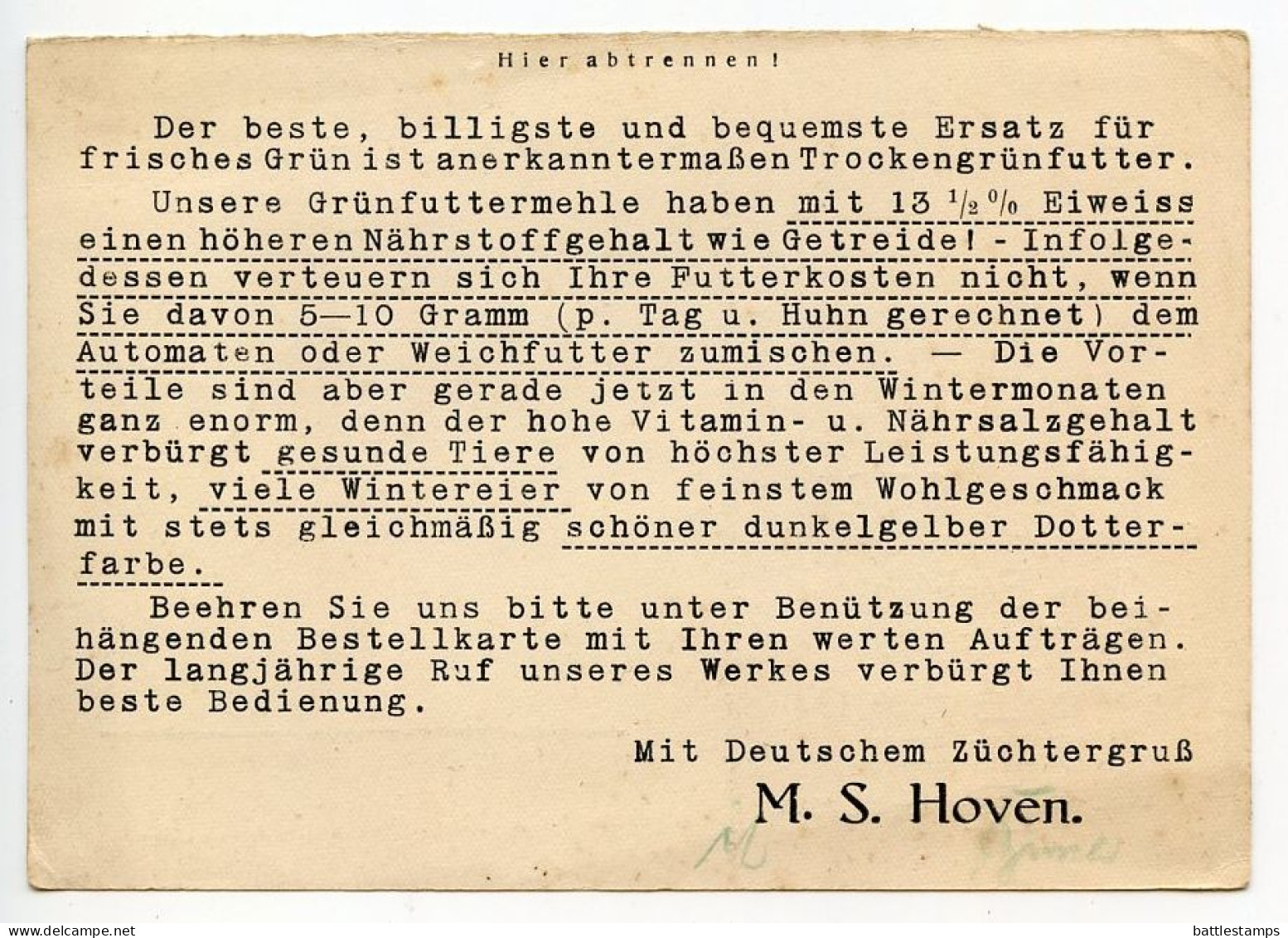 Germany 1931 Postcard; Trabitz - M. S. Hoven, Trockengrünfutterwerk, Gut Birkhof; 3pf. Friedrich Ebert - Covers & Documents