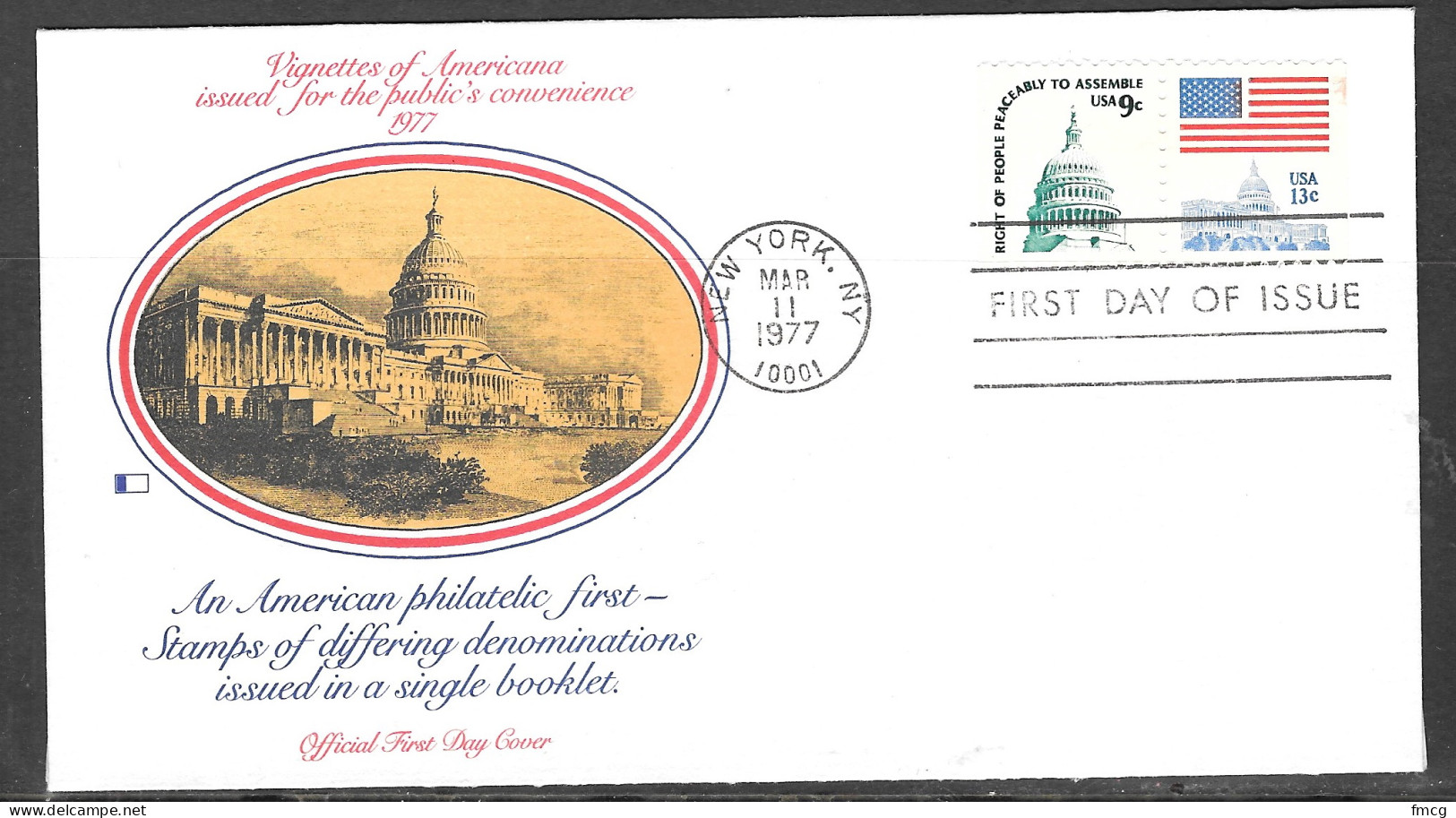 USA FDC Fleetwood Cachet, 1978 Booklet Pair, 13 Cents & 9 Cents - 1971-1980