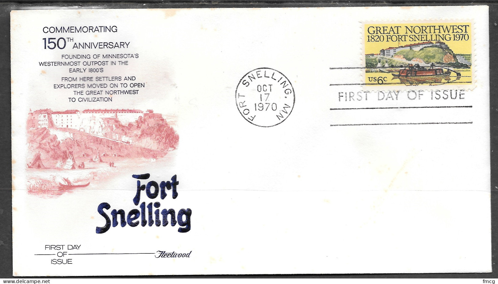 USA FDC Fleetwood Cachet, 1970 6 Cents Fort Snelling - 1961-1970