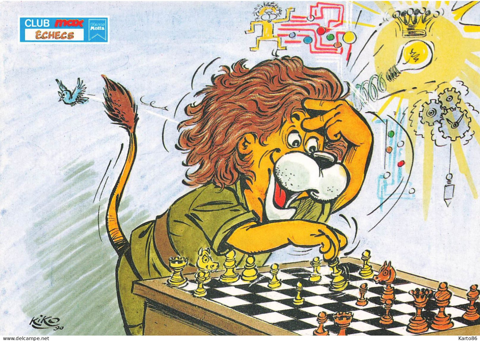 Les échecs , Chess * CPA Illustrateur KIKO Kiko * Club Max ECHECS * Lion Humanisé * Jeu Jeux Game * 1990 - Schaken