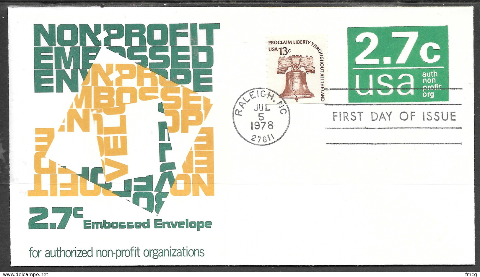 USA FDC Fleetwood Cachet, 1978 2.7 Cents Nonprofit Envelope - 1971-1980