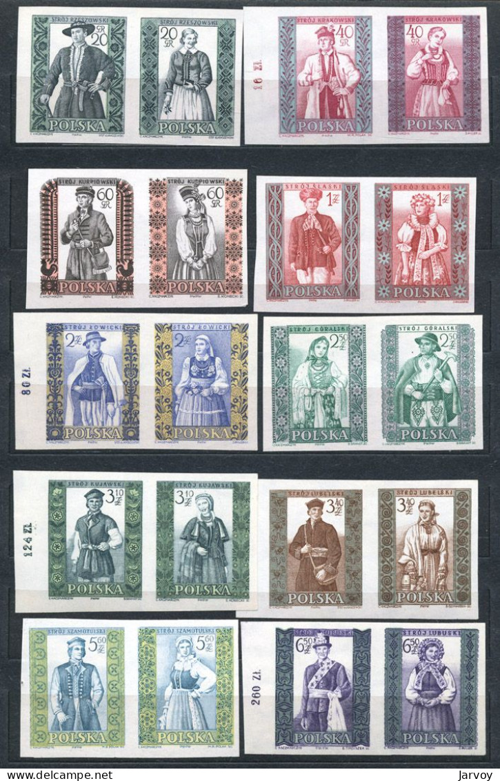 Pologne (Poland) 1959-60, Costumes Folkloriques, Y&T N°1003-22 Non Dent. ** - Unused Stamps