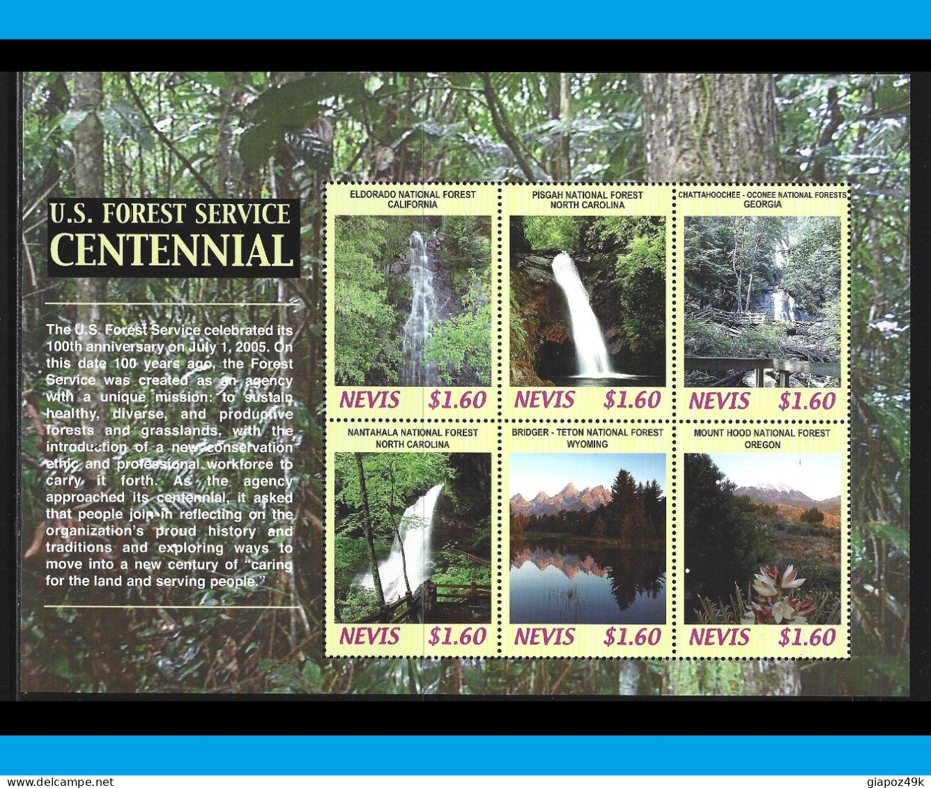 ● NEVIS 2006 ֍ U.S. FOREST SERVICE Centennial ֍ Protezione Natura ● Flora ● BF ** 6 Valori ● Lotto N.XX ● - St.Kitts E Nevis ( 1983-...)