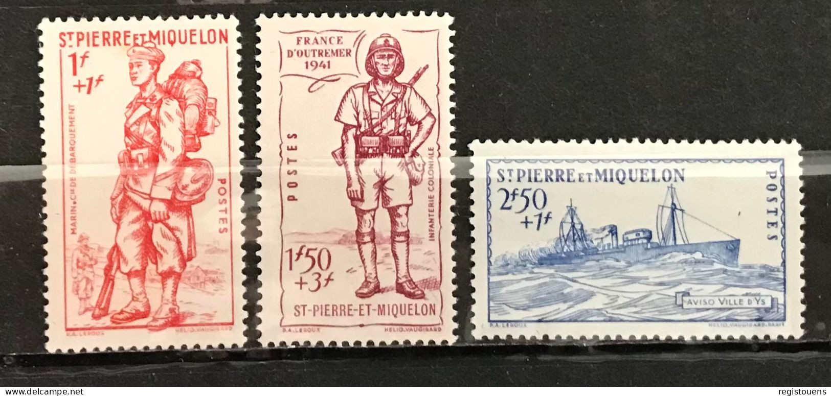 Lot De 3 Timbres Neufs* Saint Pierre Et Miquelon 1941 - Nuevos