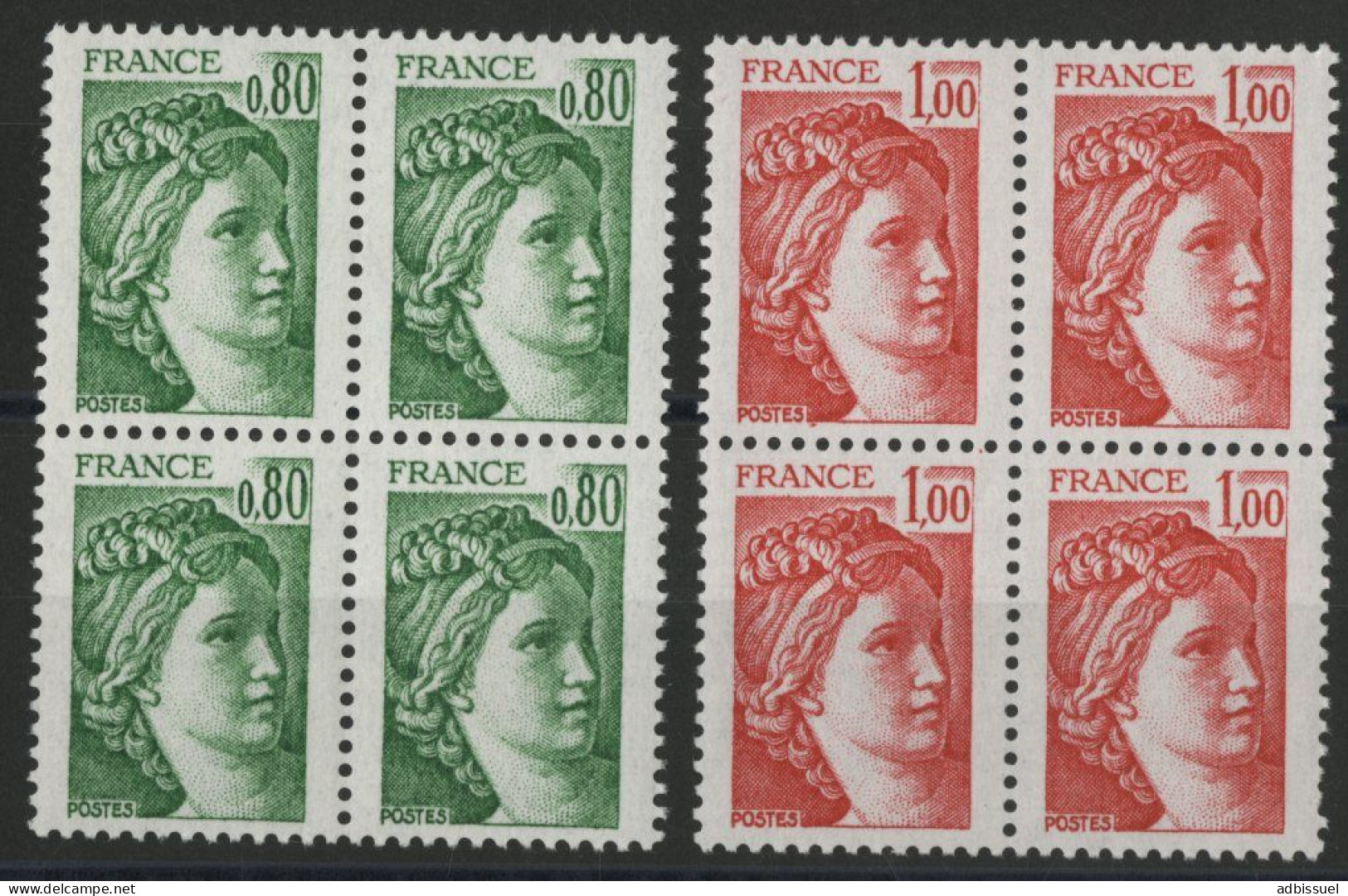 N° 1970c Et 1972c Cote 28 € SANS BANDE DE PHOSPHORE Et Gomme Tropicale Deux Blocs De Quatre Neufs ** (MNH) TB - Unused Stamps