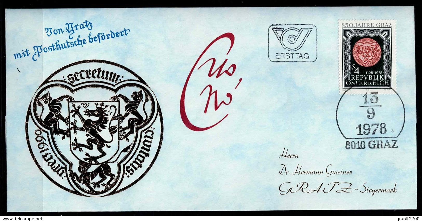 FDC Brief  Mit Postkutsche Befördert 85o Jahre Graz Vom 13.9.1978 - Cartas & Documentos