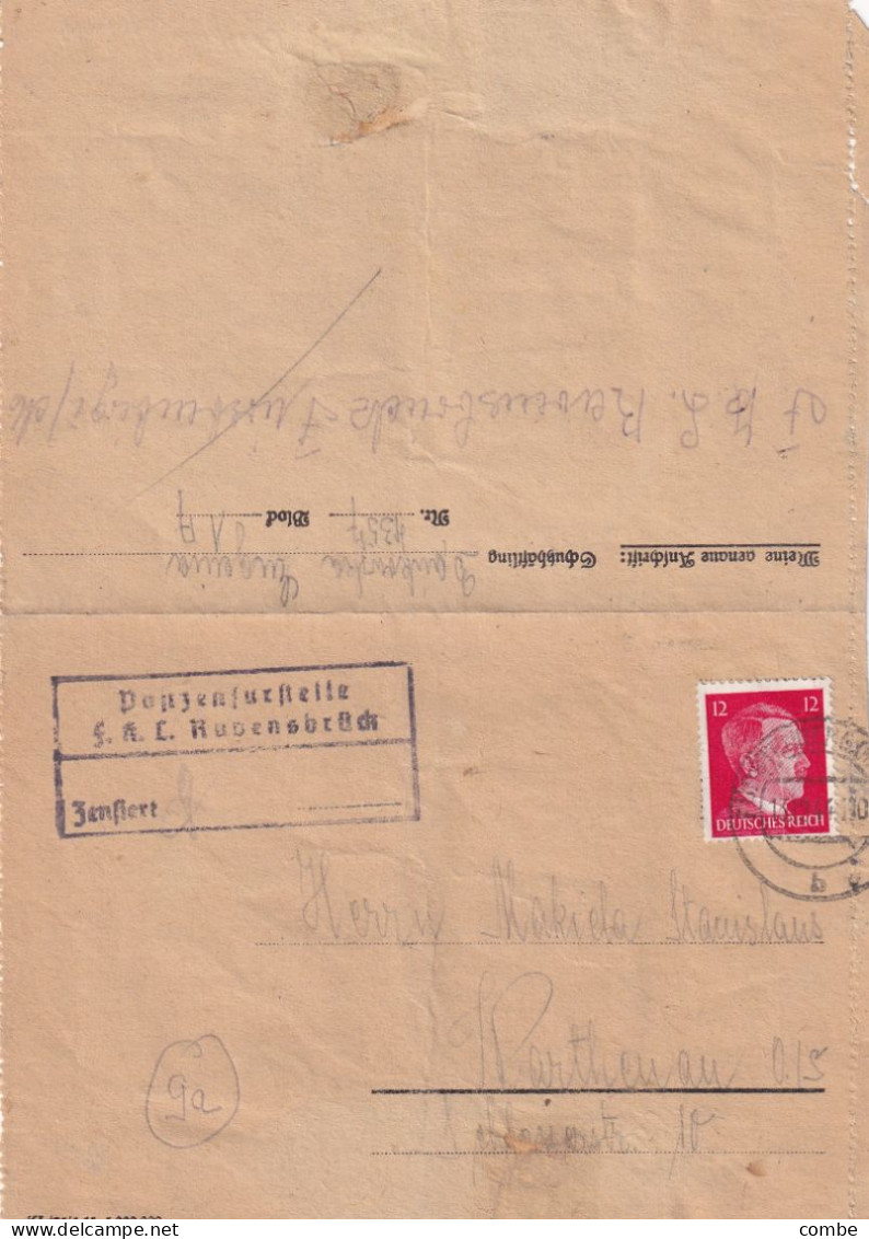 Deutschland Cover Frauen-Konzentrationslager Ravensbrück . 13 12 1944 - Briefe U. Dokumente