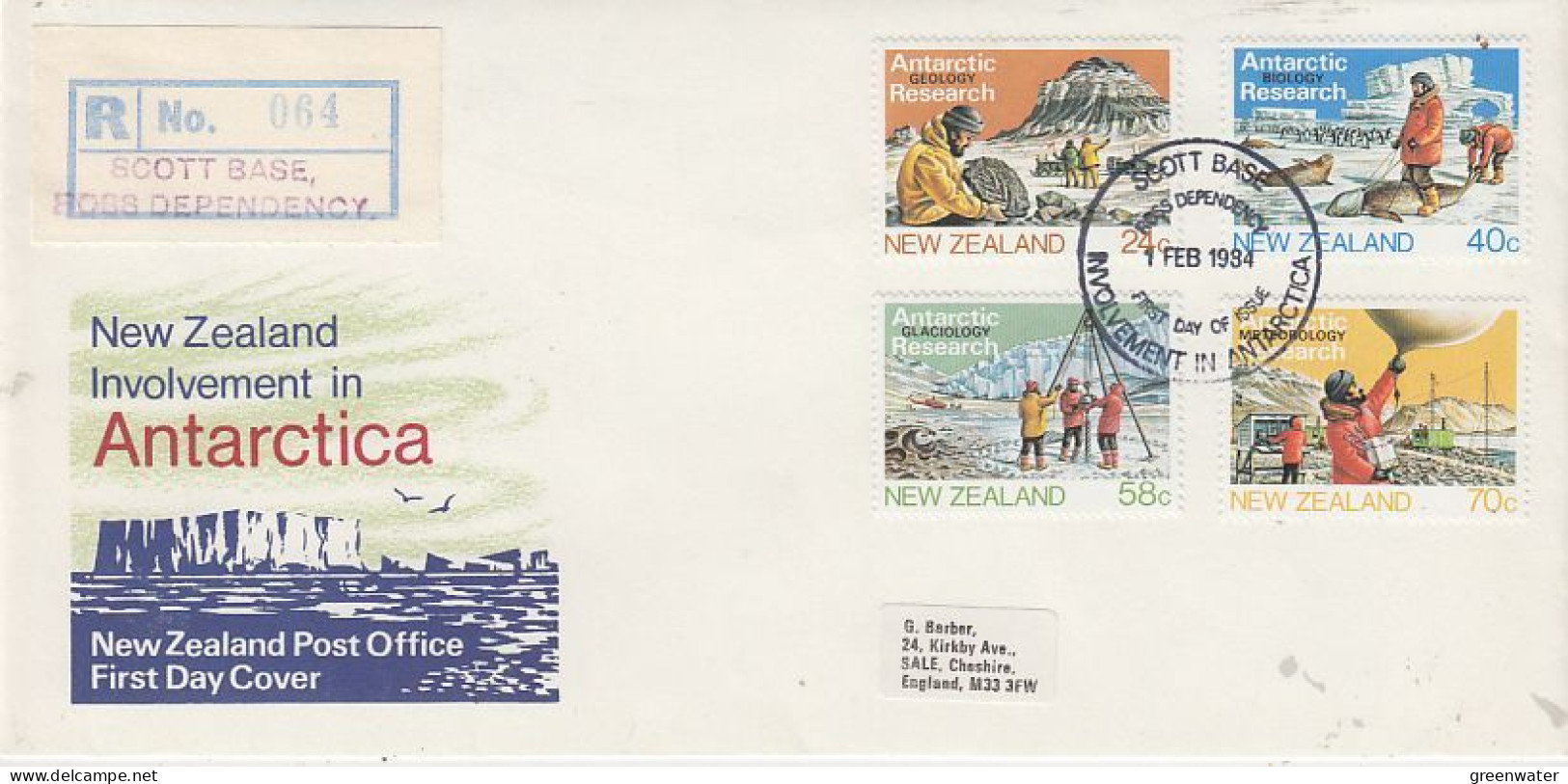 Ross Dependency  1984 NZ Antarctic Research Registered FDC Scott Base (RO150) - FDC