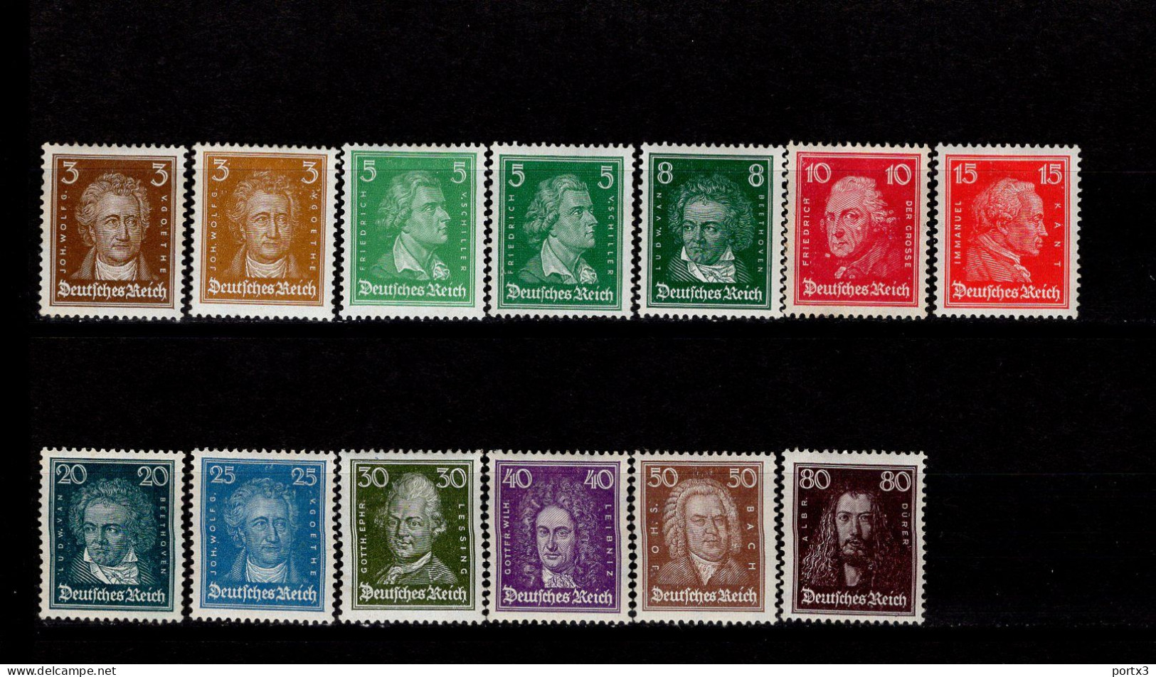 Deutsches Reich 385 - 397 Berühmte Deutsche MLH Mint Falz * - Unused Stamps