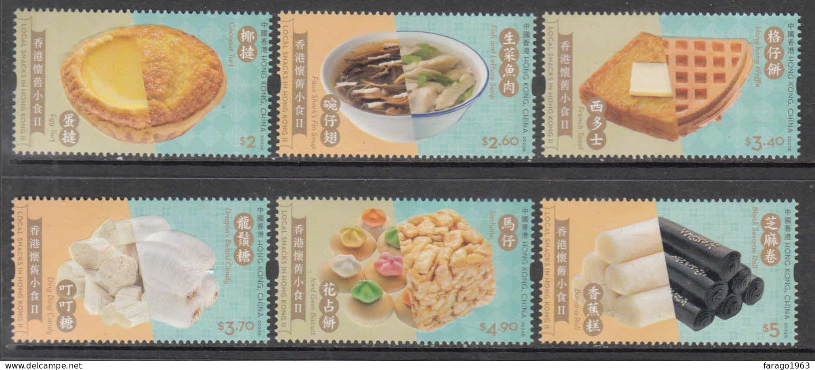 2022 Hong Kong Local Snacks Gastronomie  Complete Set Of 6 MNH @  FACE VALUE - Neufs