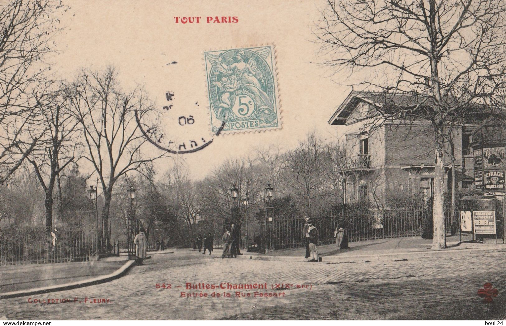 PARIS  SERIE TOUT PARIS  BUTTES CHAUMONT  ENTREE DE LA RUE FESSART CPA  CIRCULEE - Otros Monumentos